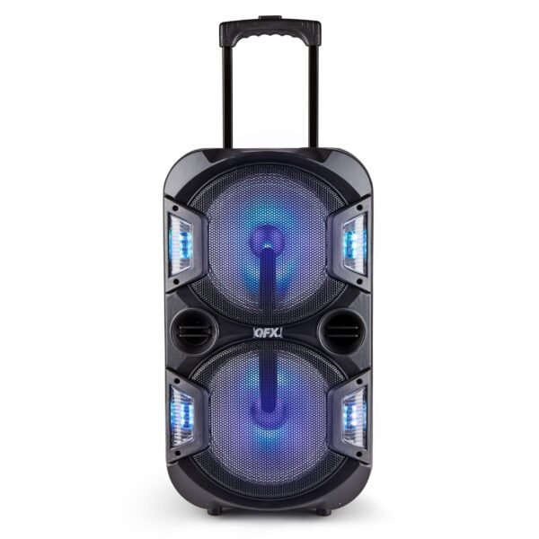 QFX - 2 x 10" Trolley and Wheels BT Speaker Rechargeable - Black